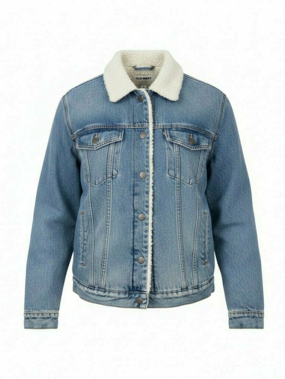 Old Navy Sherpa Lined Denim Utility Shacket Jacket Medium Wash Blue Sz L